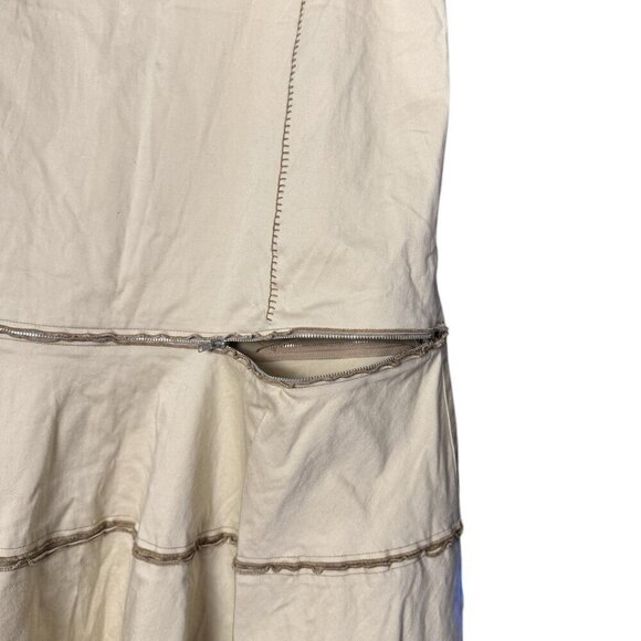 Y2K Uptown Girl Tiered Beige Skirt With Zip Off Convertible Hem Boho Aesthetic - Picture 6 of 7